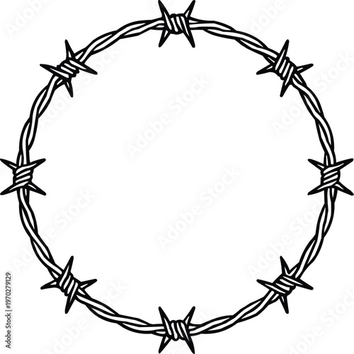 Oval round barbed wire frame.