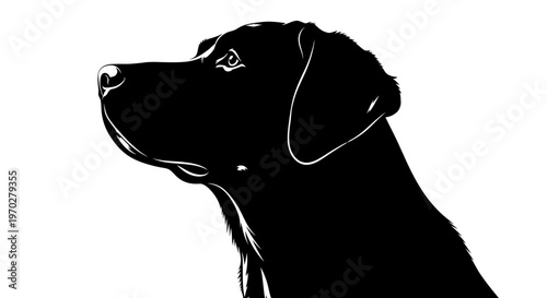 Elegant Black Labrador Retriever Silhouette Against White Background.
