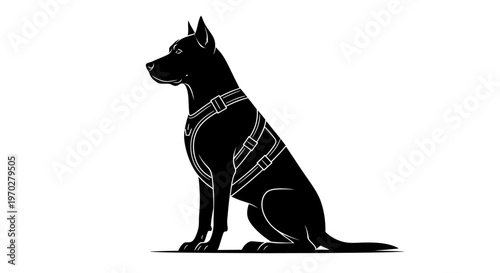 Silhouette of a German Shepherd dog sitting alertly.