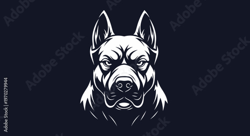 Intense Pitbull Dog Head Vector Illustration.