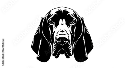 Monochromatic Basset Hound Head Portrait Vector Illustration.