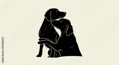 Two loving dogs embracing each other in a heartwarming silhouette.