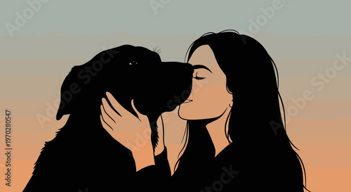 Woman and dog sharing a loving moment.
