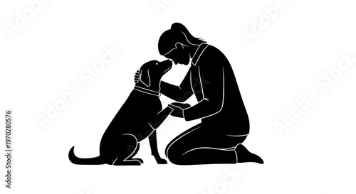Woman and dog bonding in a heartwarming moment.