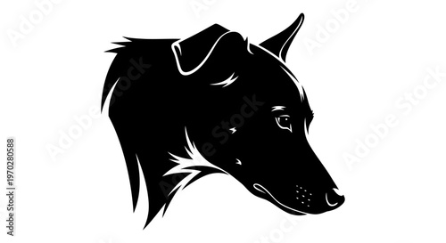 Striking Black and White Silhouette of a Dogs Head in Profile.