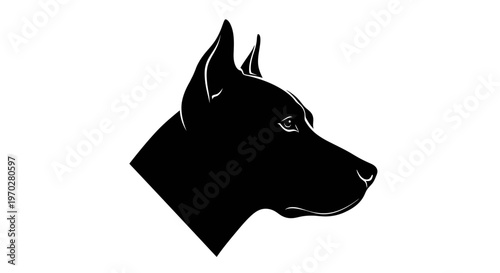 Striking Black Silhouette of a Doberman Pinscher Head in Profile.