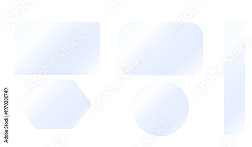  Realistic transparent glass and acrylic plates with glossy reflections. Soft diagonal glare, see-through panel overlay for interior design, bathroom, boutique, room, website textures. PNG