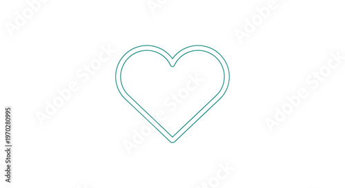 Simple green double outline heart shape centered on a plain white background representing love health or environmental care symbols.
