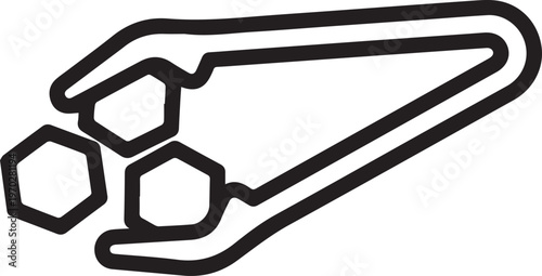 Premium Flat Black & White Vector Icon Set: Sugar Tongs Holding Sugar Cubes – Perfect for Food & Beverage Brands, Dietary Guides, Nutrition Apps, Dessert Menus, Health & Wellness