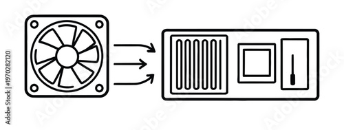 Air conditioner and radiator system illustration, HVAC concept vector