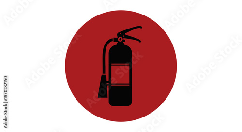 Fire Extinguisher Safety Icon in Red Circle.