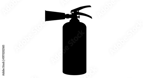 Fire Extinguisher Silhouette on White Background.