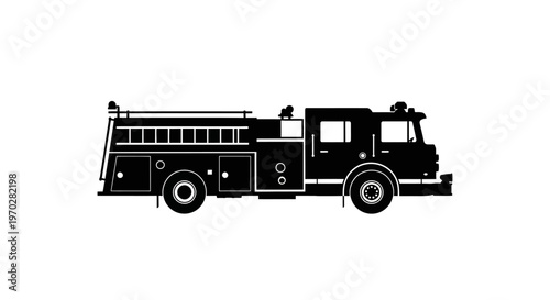 Silhouette of a fire truck, a vital emergency vehicle.