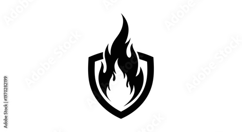 Fire Shield Icon - Protection and Security Symbol.