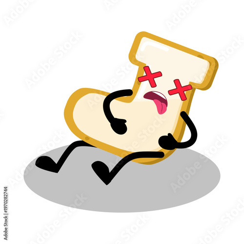 Cute Hand Drawn Passed Out Sock Shaped Cookie Fainted