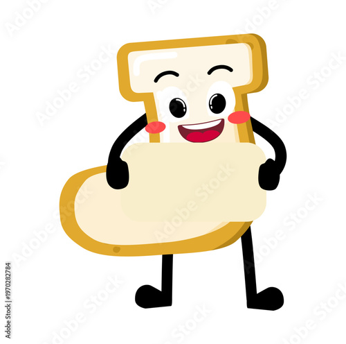 Cute Hand Drawn Sock Shaped Cookie Holding White Blank Poster At The Front