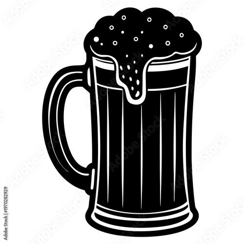 Beer mug silhouette with humor theme ideal for Fathers Day apparel, posters, and creative merchandise.