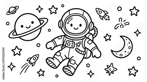 Smiling Astronaut in Space Suit.