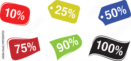 Colorful discount labels a promotional collection