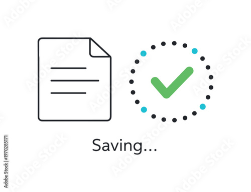 Draft autosave indicator and subtle progress feedback during content creation in digital tools, a simple document with a small dotted circular