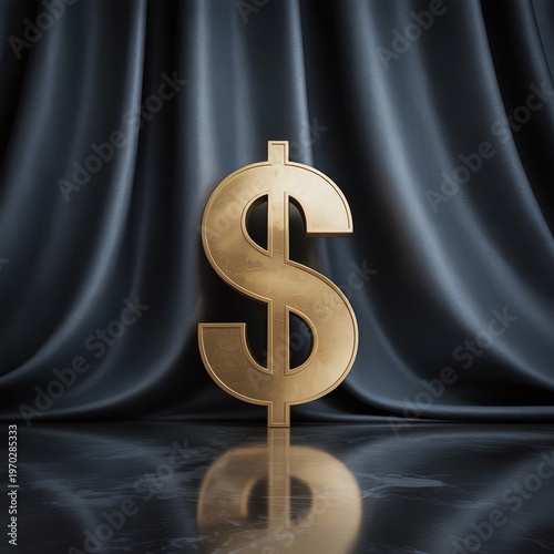 Golden Dollar Symbol on Dark Background – Luxury Finance and Wealth Concept 
