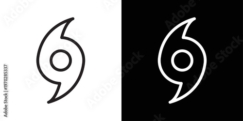 Hurricane icon designed in black stroke and white stroke styles, isolated. Perfect for weather, storm, natural disaster, and climate concepts.