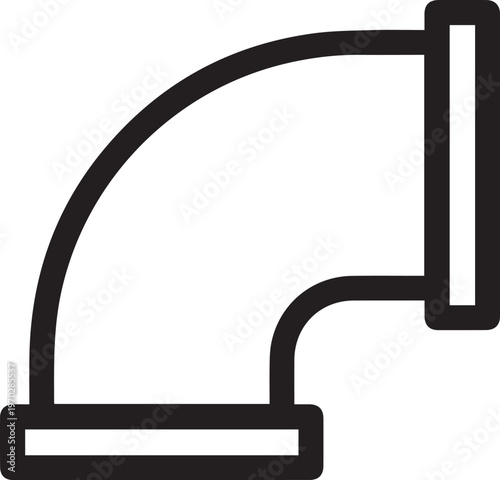 Premium High-Resolution Industrial 90-Degree Pipe Elbow Vector Icon for Mechanical Engineering, Piping Systems, HVAC Design, Factory Layouts, CAD Drafting, Technical Documentation