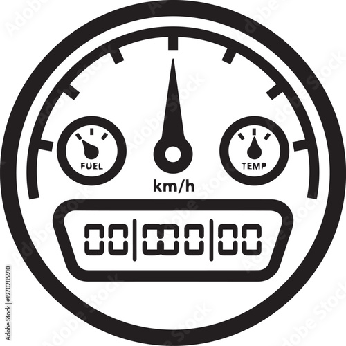 Premium High-Resolution Odometer Dial Vector Icon Set Featuring Precision Mileage Trackers, Vehicle Mileage Counters, Automobile Trip Logs, Business Fleet Management Tools, Logistics