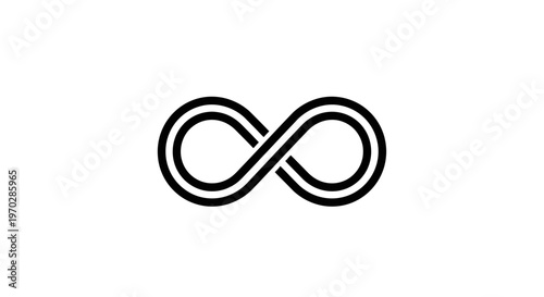 Black infinity symbol on white background representing limitless concepts