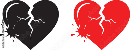Broken hearts silhouette a visual representation of loss and pain