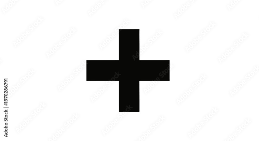 Fototapeta premium Black plus sign on white background for design and visual communication