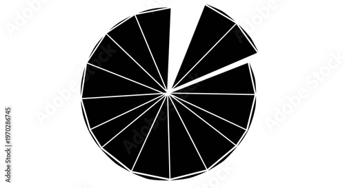 Abstract Black Pie Chart with Missing Slice.