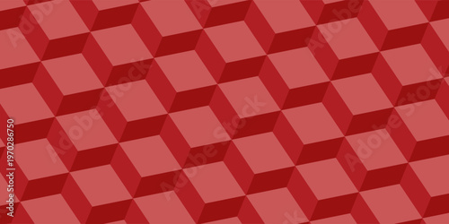 Bulk texture of red squares in isometric. Vector illustration, eps 10