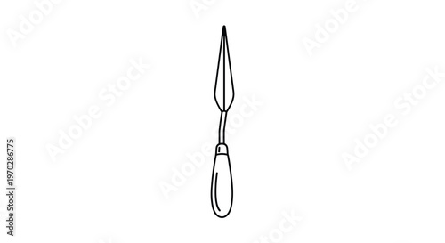 Simple black and white line drawing of an artist palette knife used for mixing oil paints and various impasto techniques.