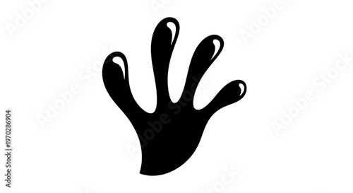 Black Frog Footprint Icon Vector Illustration.
