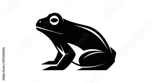 Black Frog Silhouette Icon Vector Illustration.