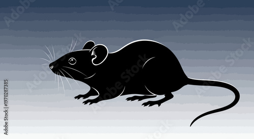 Black Silhouette of a Mouse on a Gradient Background.