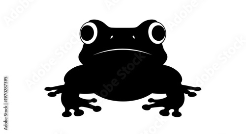 Fotografija Black Silhouette of a Sad Frog with Big Eyes.