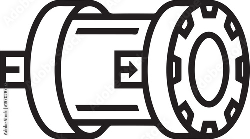 Premium High-Resolution Vector Icon of a Pneumatic Rotary Actuator for Industrial Automation, Mechanical Engineering, PLC Control Systems, Factory Automation, CNC Machining, Robotics