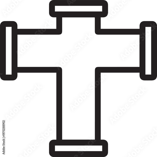 Premium Industrial Pipe Tee Junction Vector Icon Set – Three-Branch Pipeline Connection Symbol for Engineering, Mechanical, HVAC, Piping, Manufacturing, and Technical Documentation –