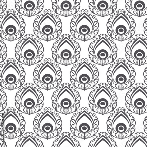 Plumes de japon en noir et blanc interprétées graphiquement