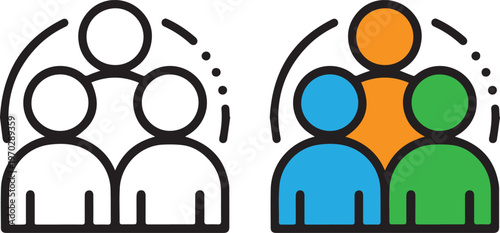 modern happy family icon set