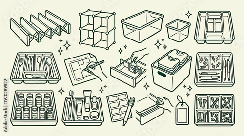 Packaging Boxes and Containers Illustration Set