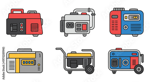 Backup generator line art modern pattern abstract vector, industrial power supply illustration