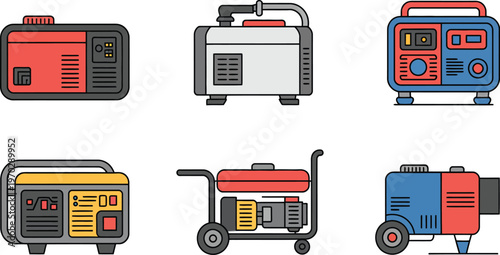 Backup generator line art modern pattern abstract vector, industrial power supply illustration