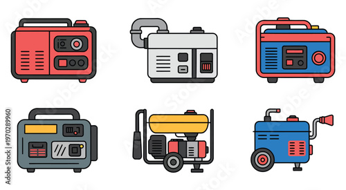 Backup generator line art modern pattern abstract vector, industrial power supply illustration