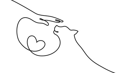 Fototapete Eine Linie Katze Linienzeichnung minimalistische Tierkunst  © Максим Зайков
