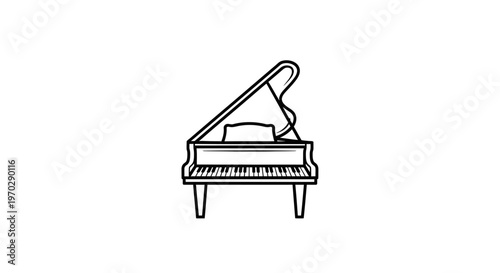 Elegant grand piano illustration on white background vector design