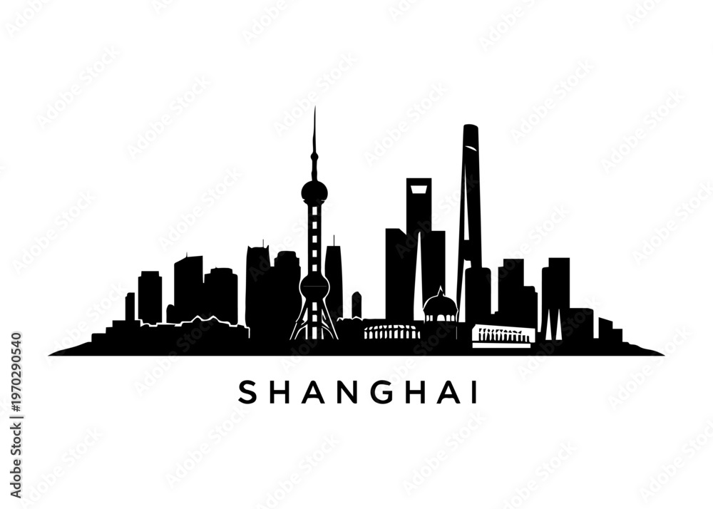 Fototapeta premium Shanghai city skyline city skyline on a white background