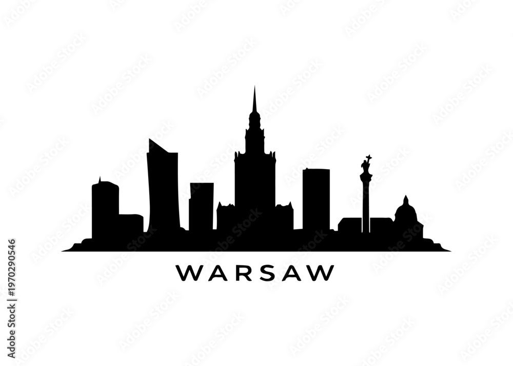 Obraz premium Warsaw city skyline city skyline on a white background